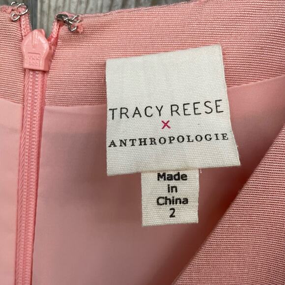Anthropologie X Tracy Reese Dress Painterly Pleated Mini Fit & Flare Pink Size 2 - Picture 7 of 11